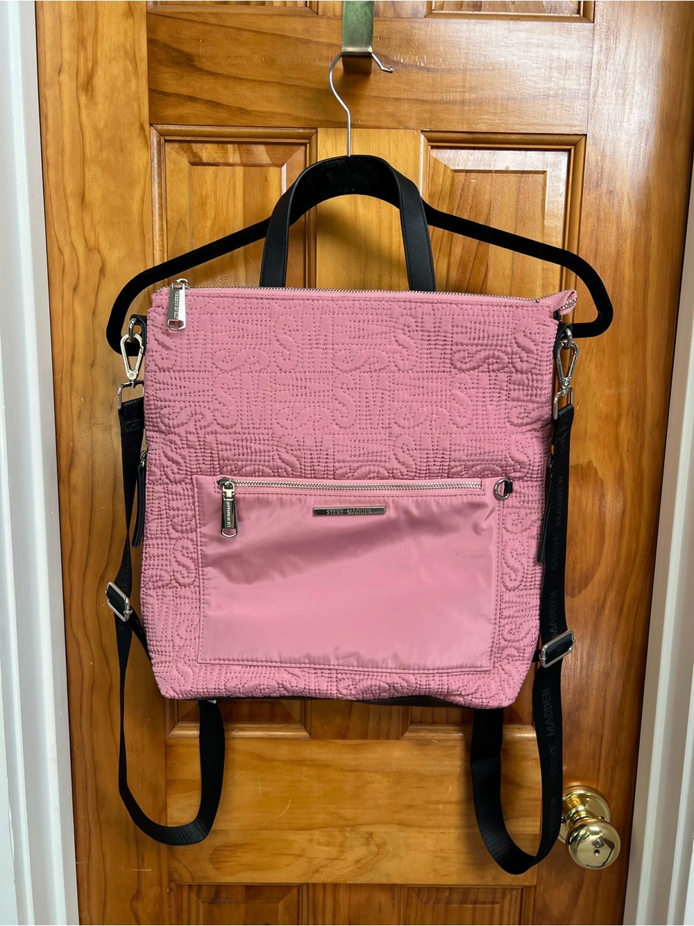 Steve Madden Pink Quilted Convertible Backpack Tote